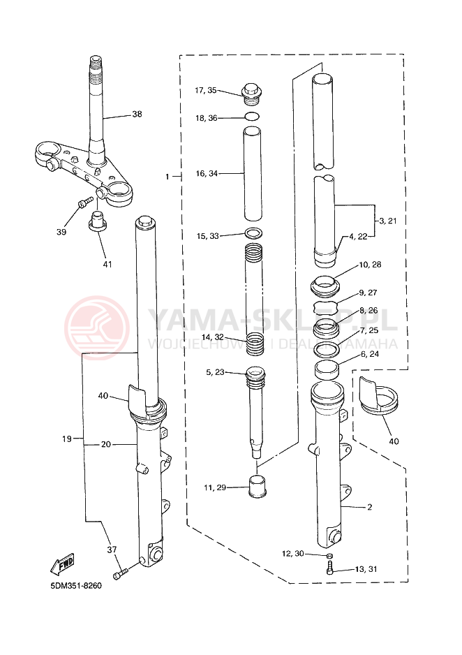 Schemat "Amortyzatory przód" do Yamaha FZS600 FAZER