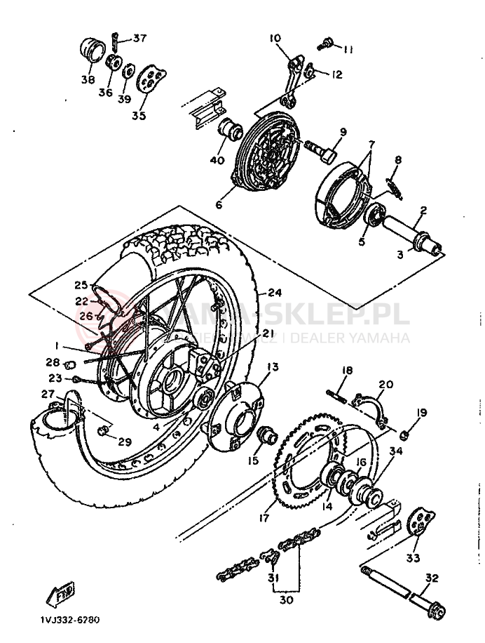 Schemat "Koło tył" do Yamaha XT600ZS