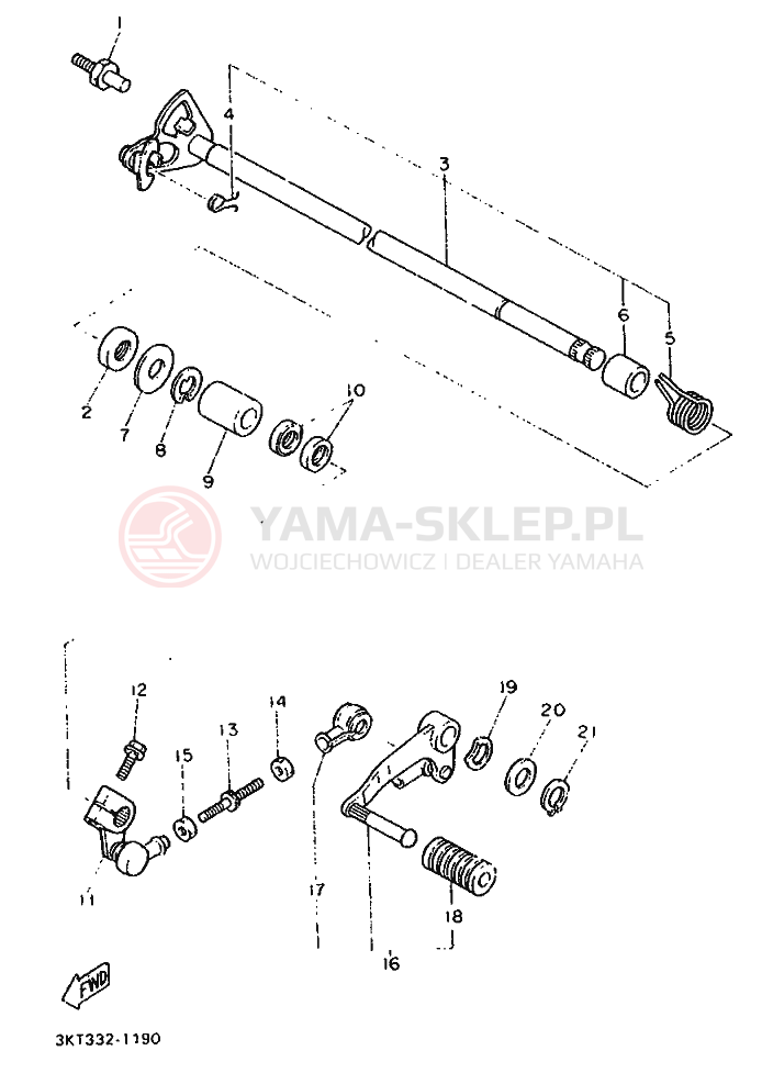 Schemat "Dźwignia zmiany biegów, wałek" do Yamaha FZ750 GENESIS