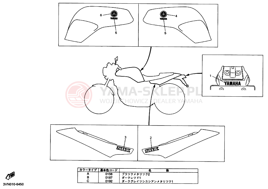 Schemat "naklejki" do Yamaha SRX400