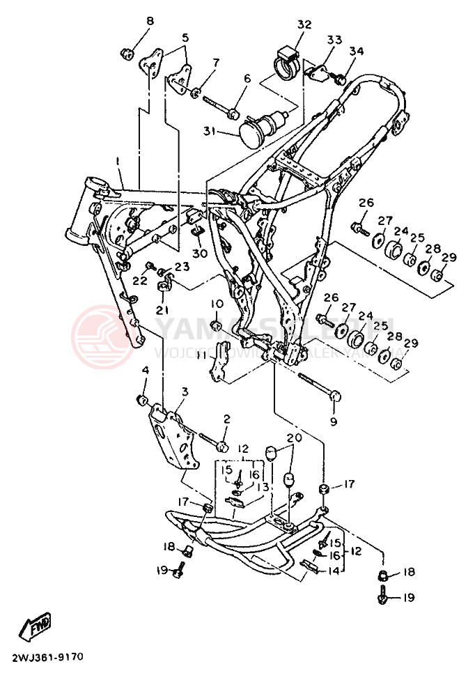 Schemat "rama" do Yamaha XT600