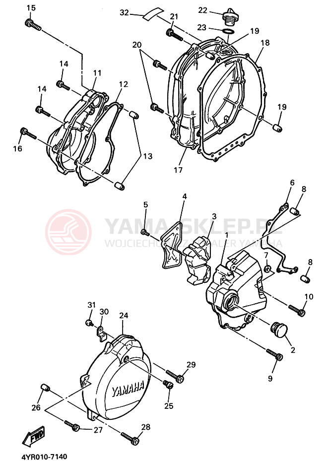 Schemat "Pokrywa silnika" do Yamaha FZ400