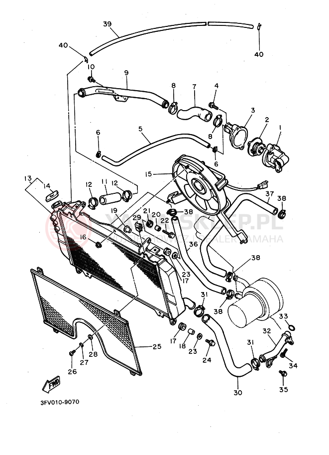 Schemat "Układ chlodzenia" do Yamaha FZR750R
