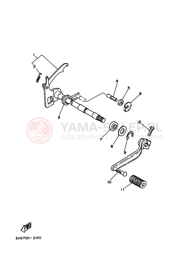 Schemat "Dźwignia zmiany biegów, wałek" do Yamaha AG100F