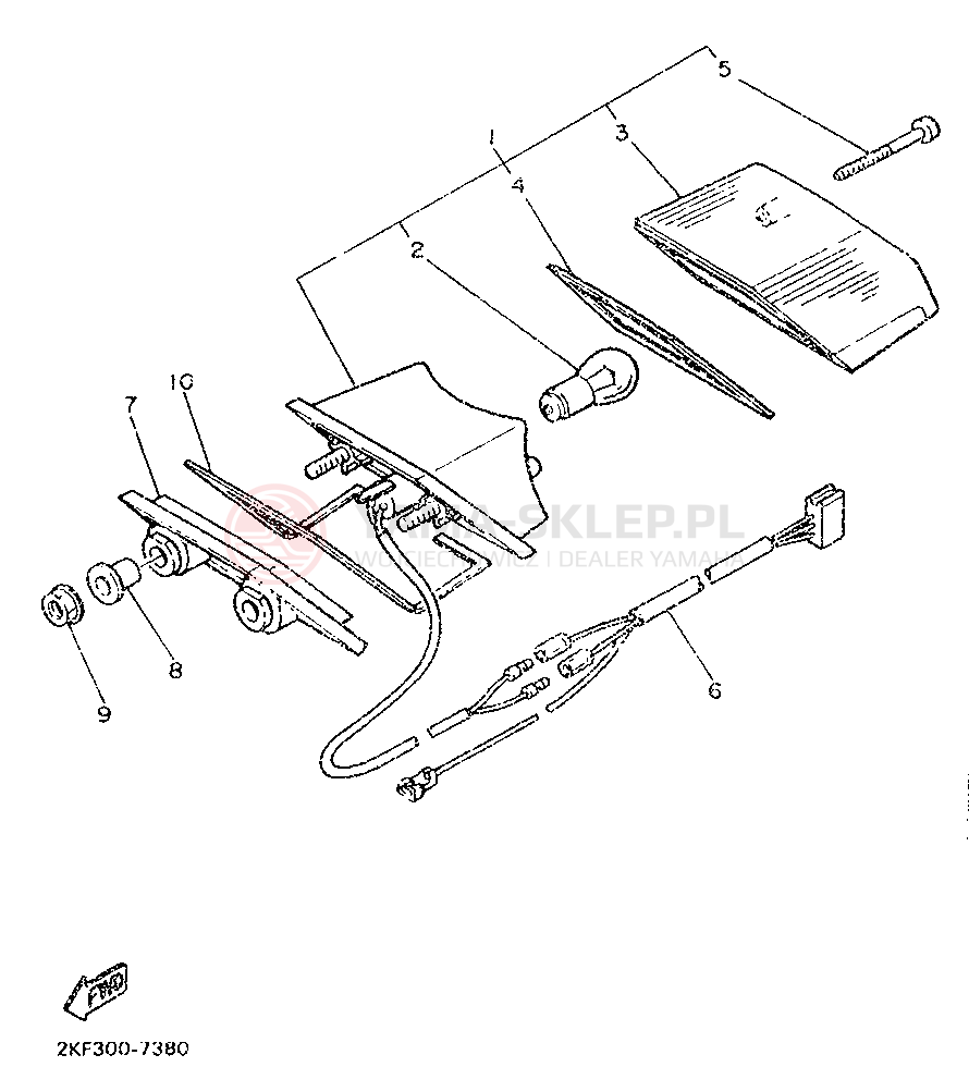 Schemat "Oświetlenie tył" do Yamaha XT600