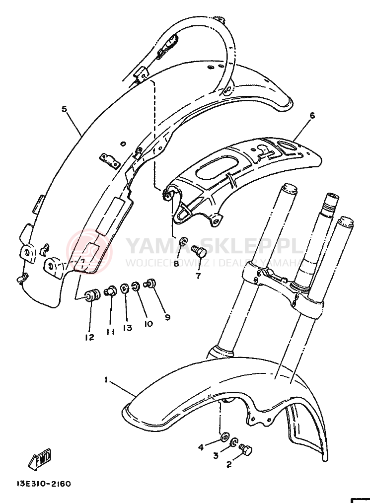 Schemat "błotnik" do Yamaha TY125