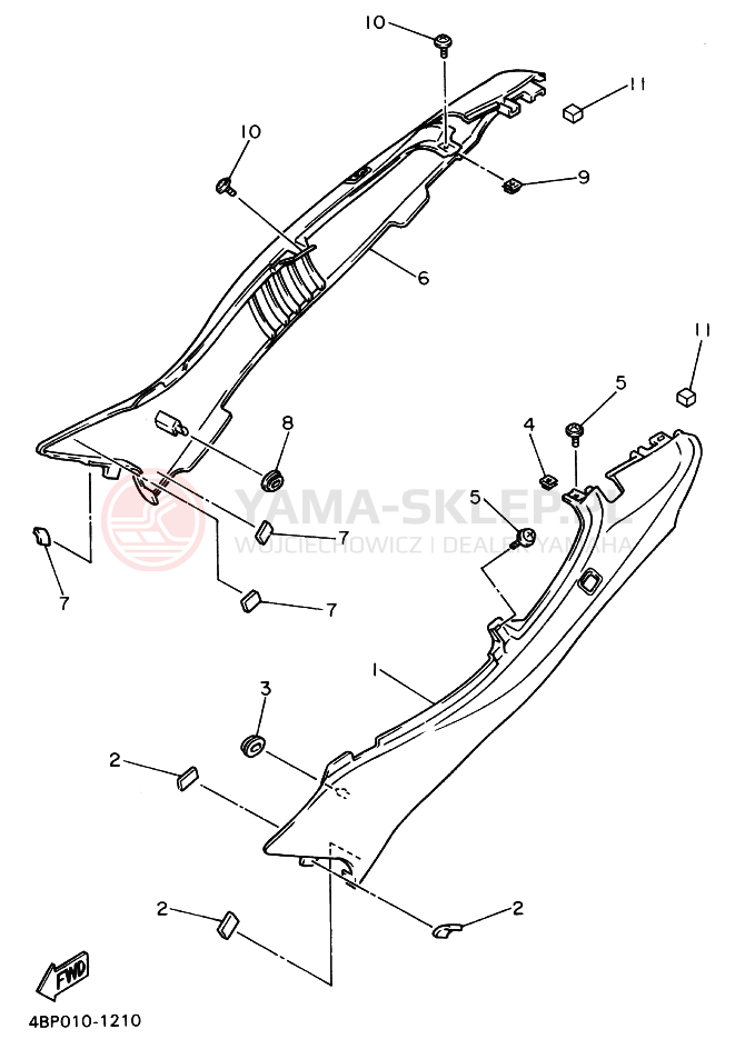 Schemat "Owiewki, pola numer., zb. oleju" do Yamaha XJ600S DIVERSION