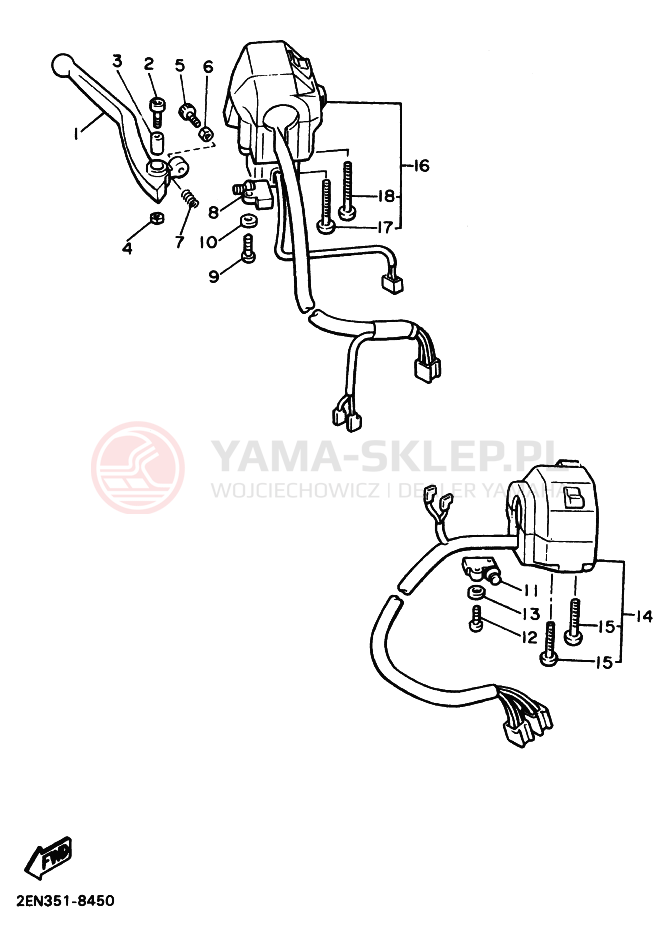 Schemat "Kierownica i osprzęt" do Yamaha VMAX12 VMAX1200