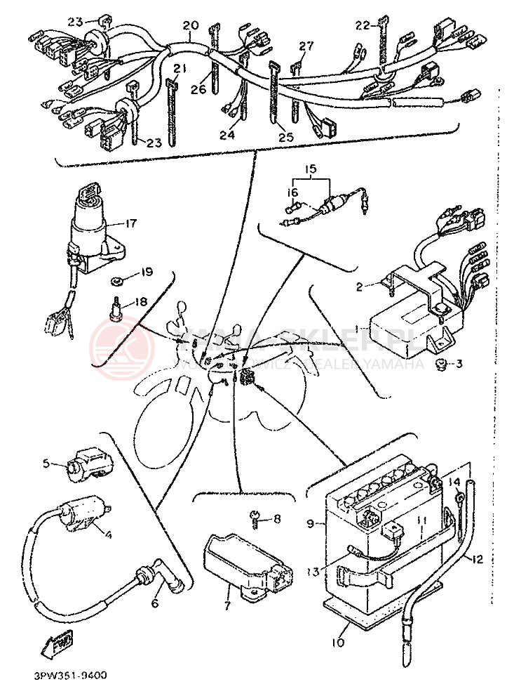 Schemat "układ elektryczny" do Yamaha XT600