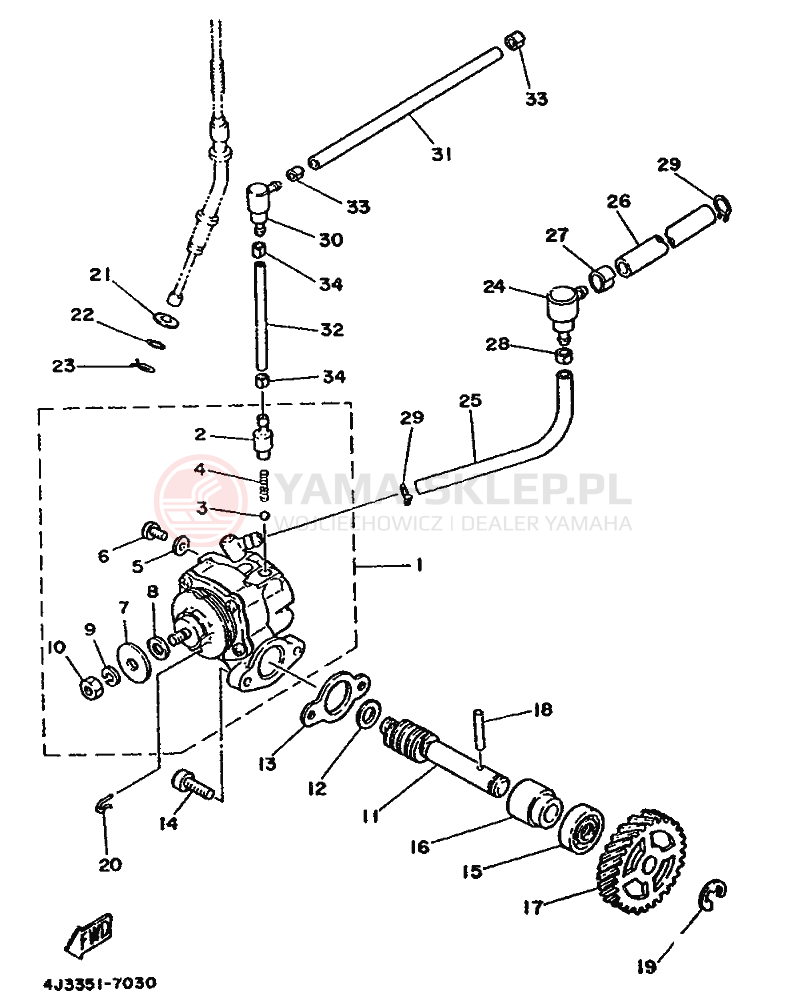 Schemat "Pompa olejowa" do Yamaha DT125-MX