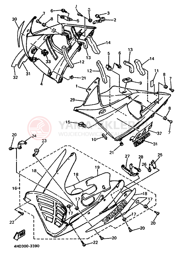 Schemat "elementy nadwozia" do Yamaha YZF750R