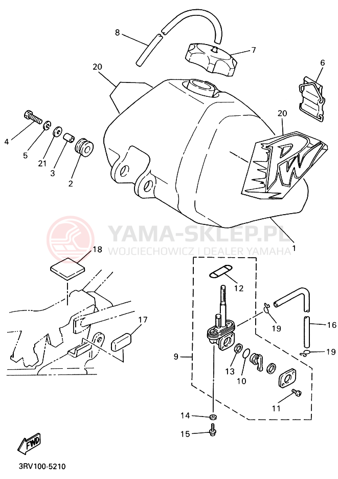 Schemat "zbiornik paliwa" do Yamaha PW80