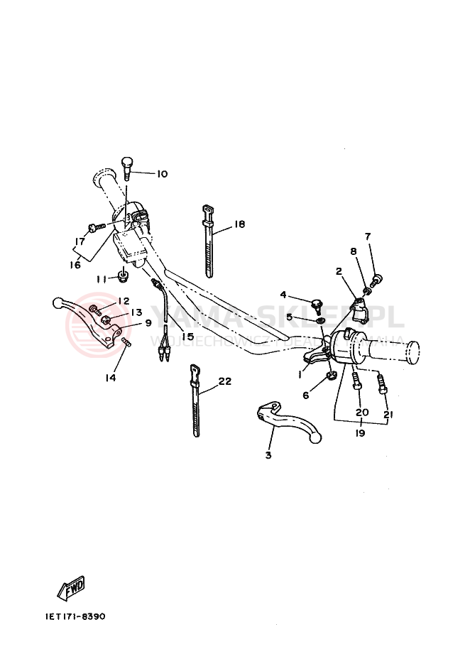 Schemat "Kierownica i osprzęt" do Yamaha XT350