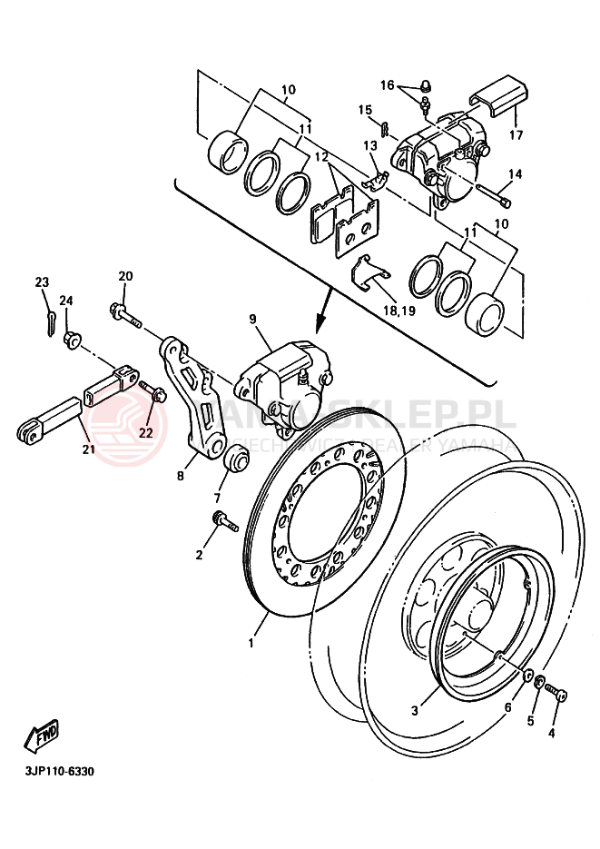 Schemat "Zacisk hamulcowy tylny" do Yamaha VMX12 VMX12H VMAX