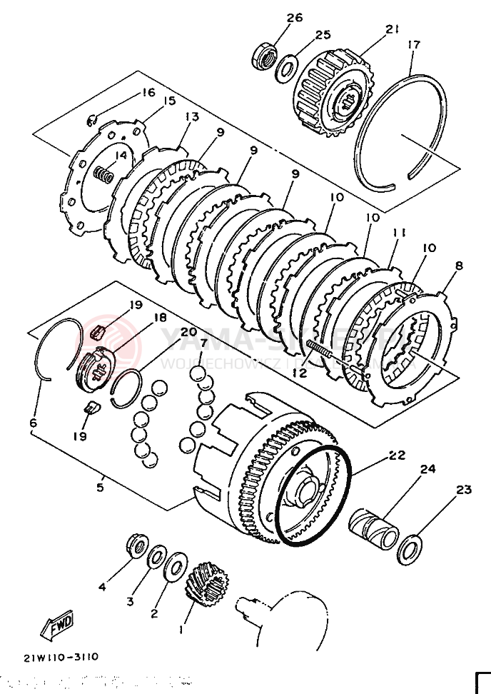 Schemat "sprzęgło" do Yamaha PW80K