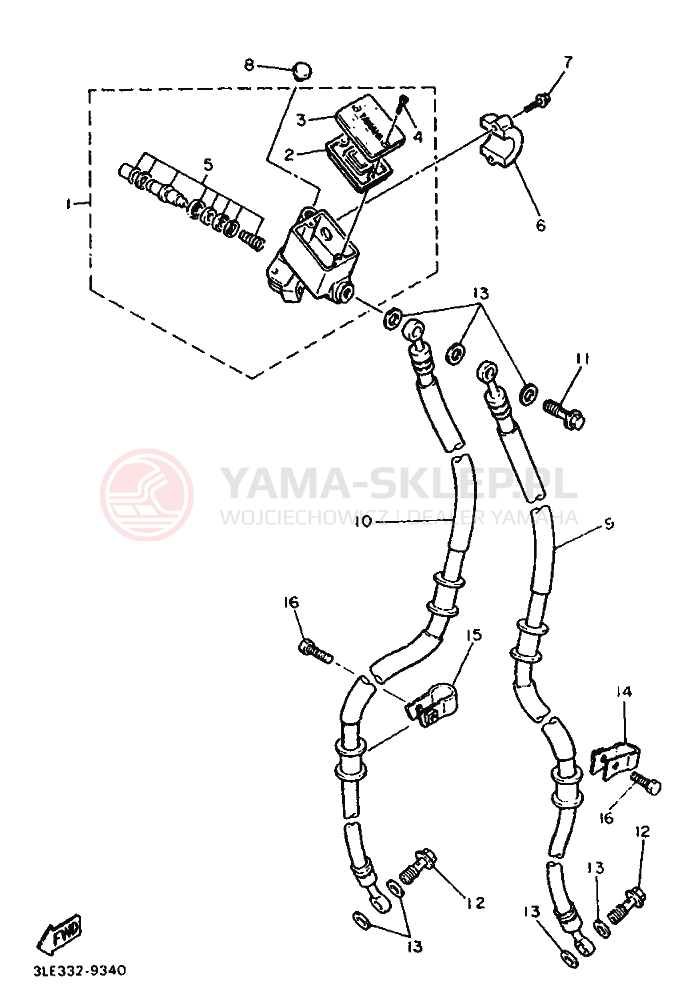 Schemat "Pompa hamulcowa przednia" do Yamaha FZR1000