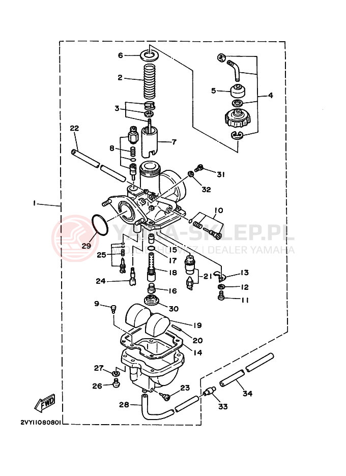Schemat "Gaźnik" do Yamaha MOTO 4 - 200 DX