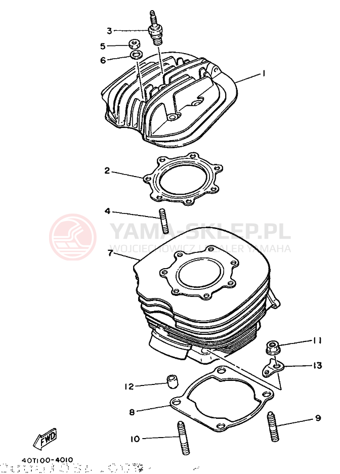 Schemat "cylinder" do Yamaha YZ490 YZ490U