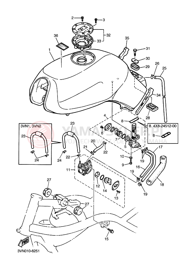 Schemat "zbiornik paliwa" do Yamaha SRX400
