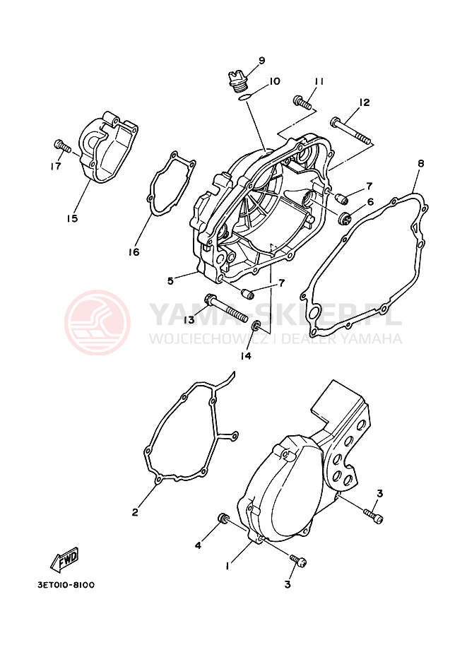 Schemat "Pokrywa silnika" do Yamaha DT125R