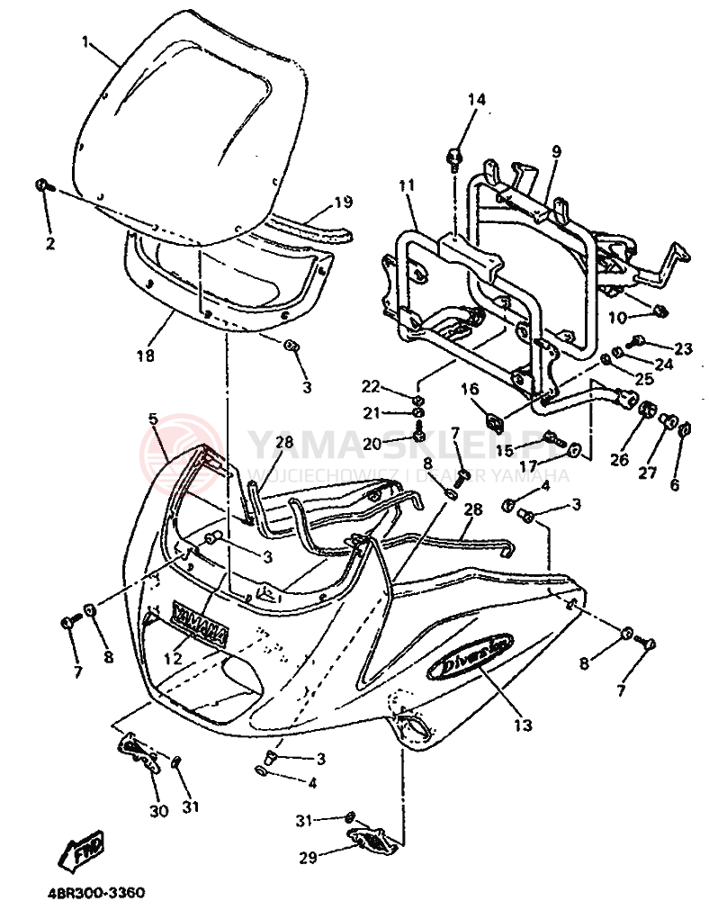 Schemat "elementy nadwozia" do Yamaha XJ600S DIVERSION