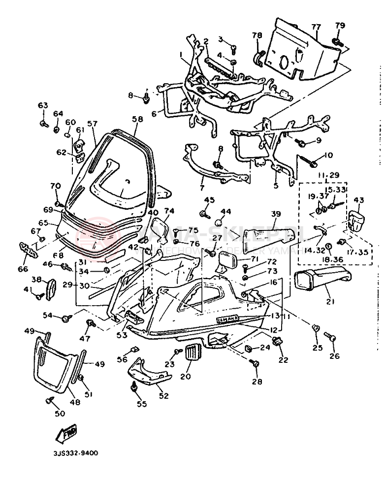 Schemat "elementy nadwozia" do Yamaha XVZ13TD VENTURE ROYAL