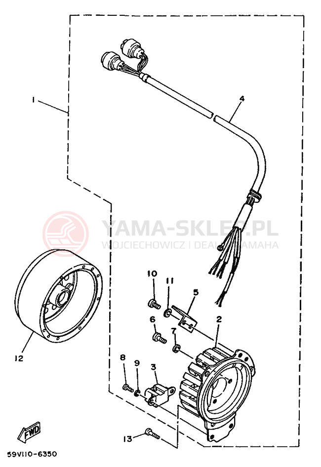 Schemat "prądnica" do Yamaha YFM225N