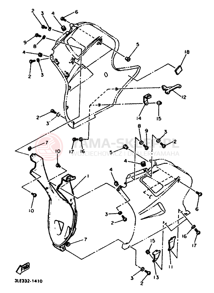 Schemat "POKRYWA SILNIKA 3" do Yamaha FZR1000