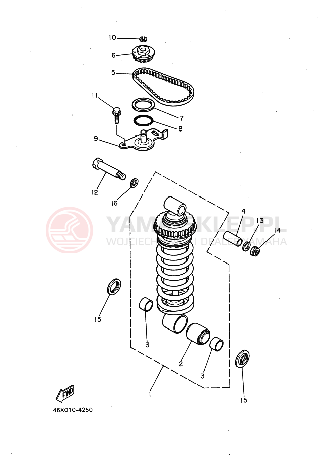 Schemat "zawieszenie tył" do Yamaha FZ600