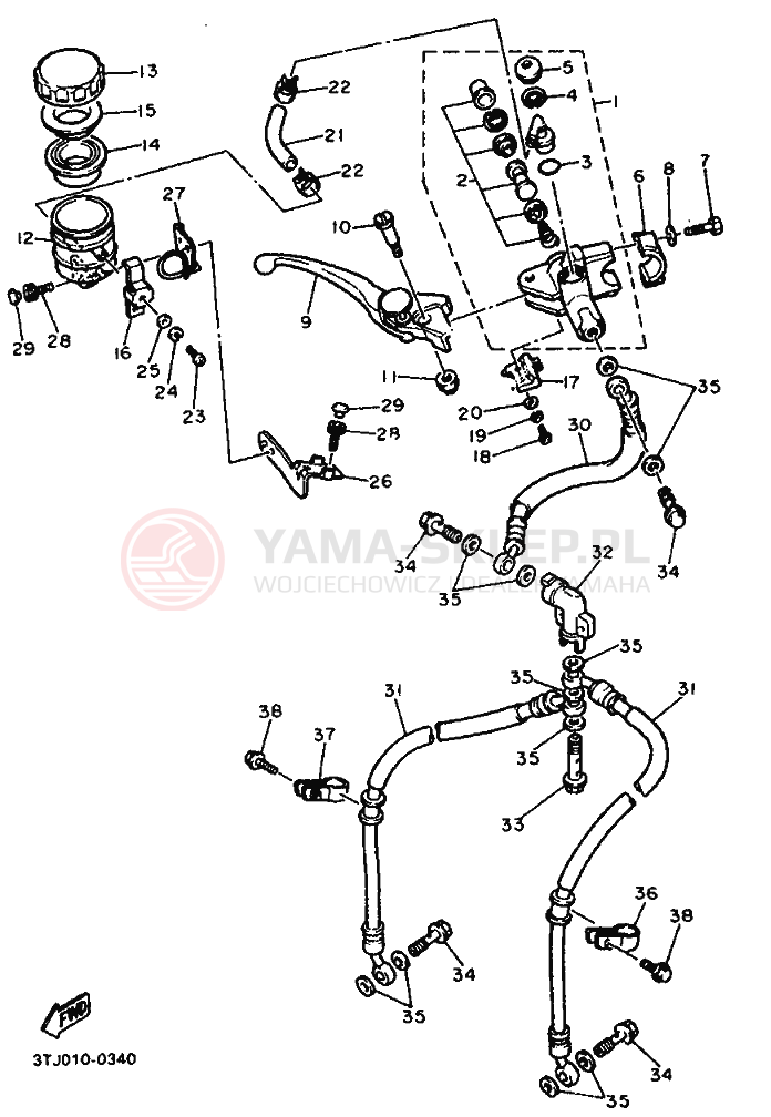 Schemat "Pompa hamulcowa przednia" do Yamaha FZR400RR