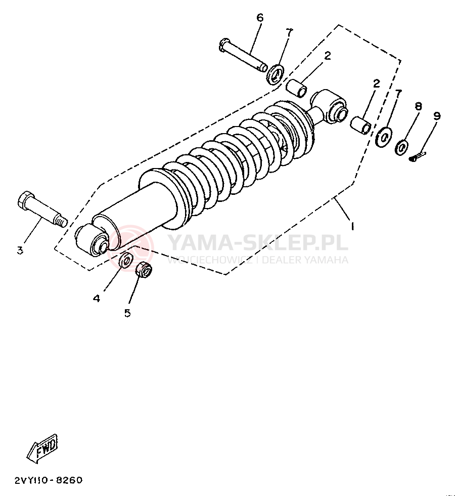 Schemat "zawieszenie tył" do Yamaha MOTO 4 - 200 DX