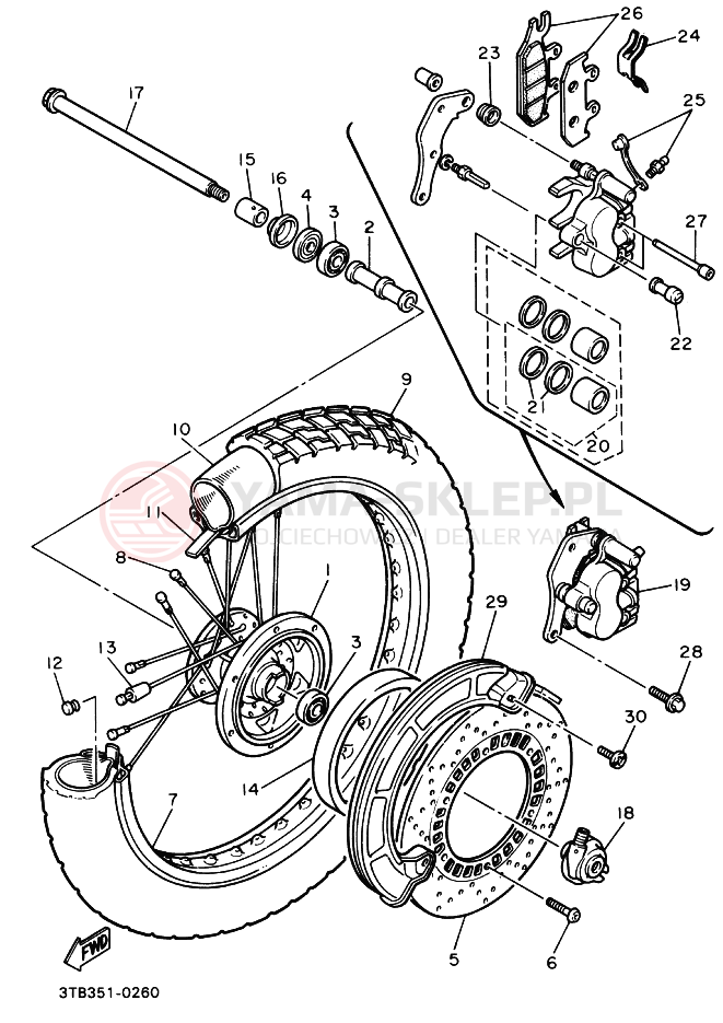 Schemat "Koło przód" do Yamaha XT600