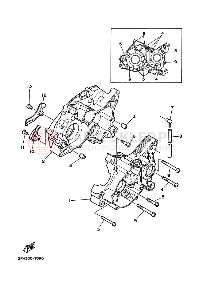 Schemat "Obudowa silnika" do Yamaha TZR125