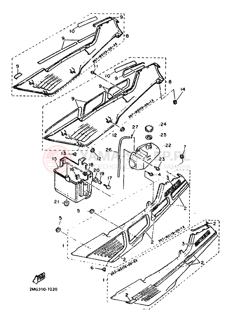 Schemat "Owiewki, pola numer., zb. oleju" do Yamaha FZ750