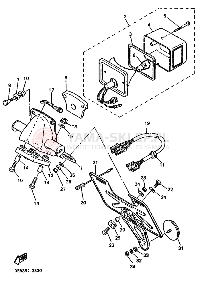 Schemat "Oświetlenie tył" do Yamaha SR500