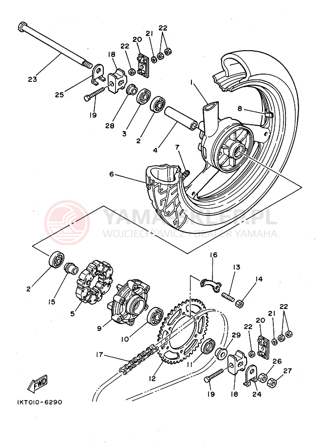 Schemat "Koło tył" do Yamaha TZR250
