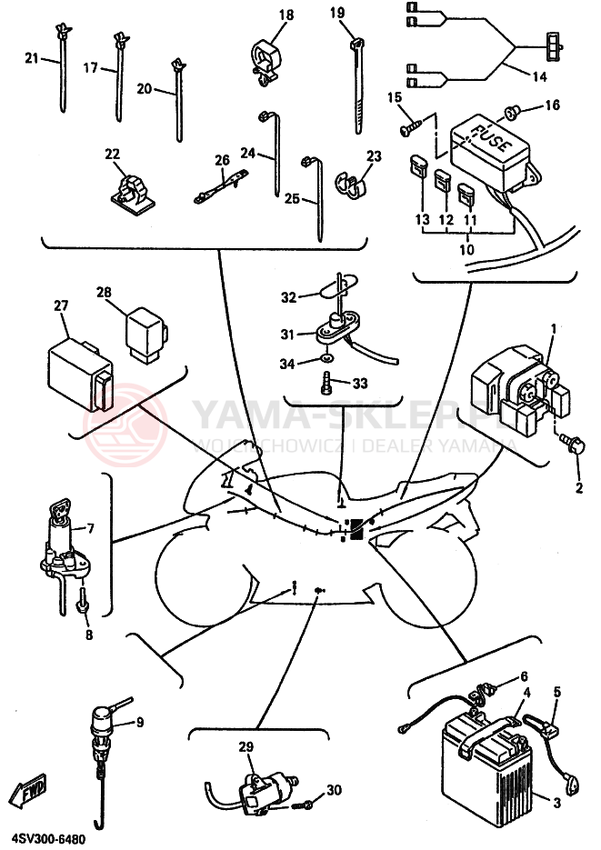 Schemat "układ elektryczny" do Yamaha YZF1000R THUNDERACE
