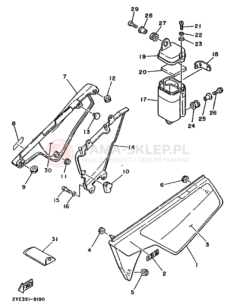 Schemat "Pokrywa boczna" do Yamaha XT125
