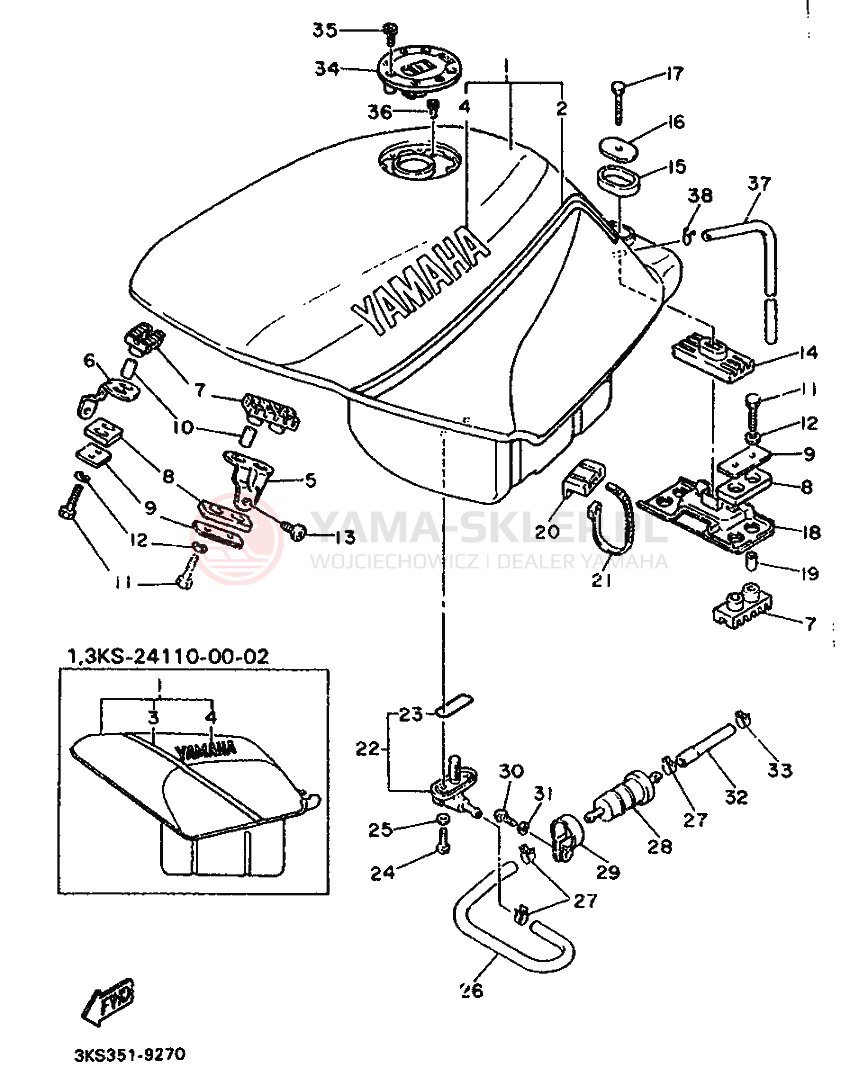 Schemat "zbiornik paliwa" do Yamaha FZ750 GENESIS