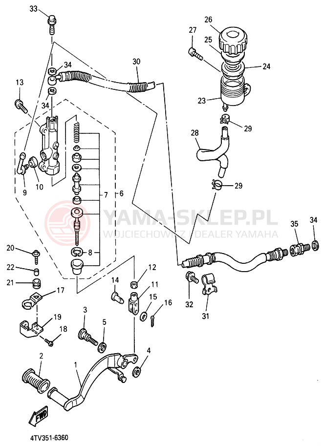Schemat "Pompa hamulcowa tył" do Yamaha YZF600R THUNDERCAT