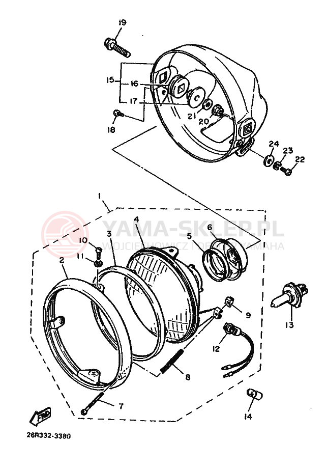 Schemat "Lampa przód" do Yamaha VIRAGO