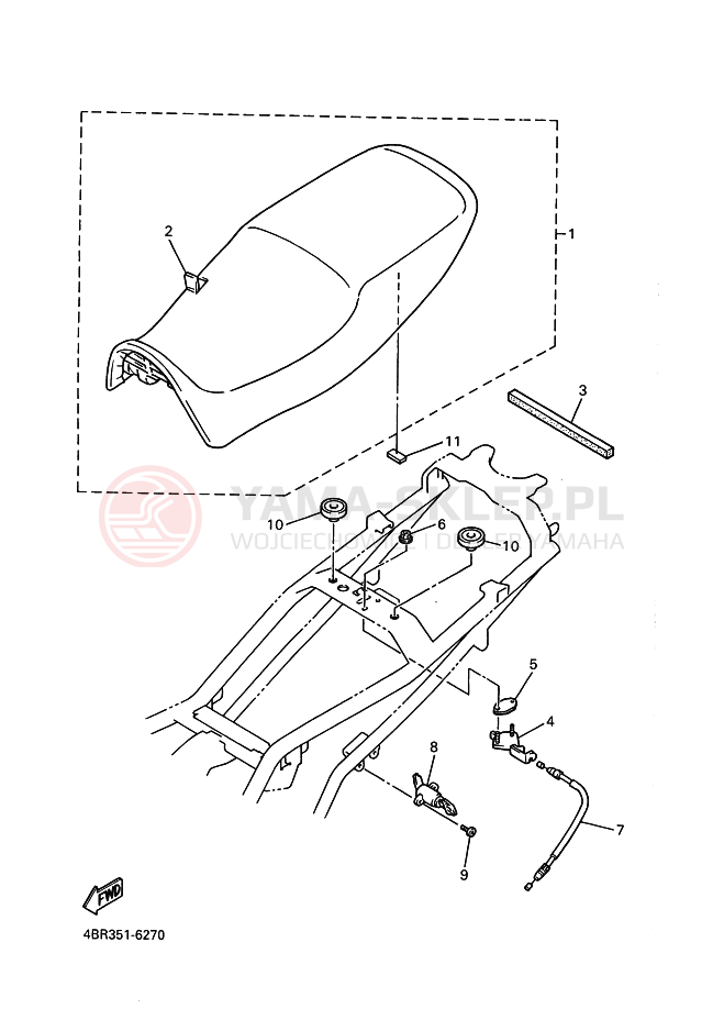 Schemat "siedzenie" do Yamaha XJ600N