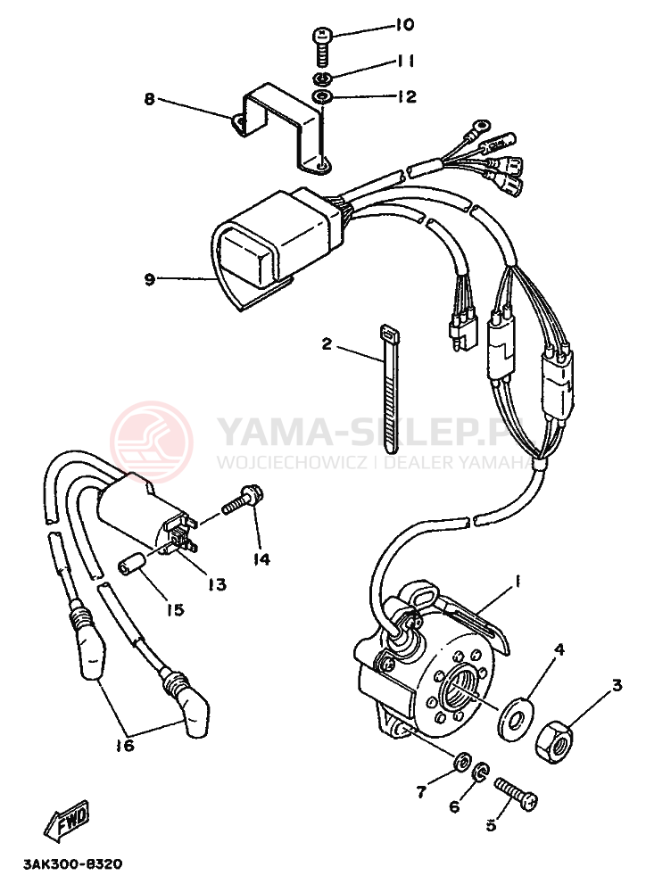 Schemat "prądnica" do Yamaha TZ250