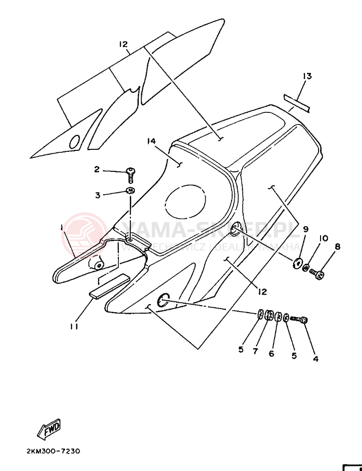 Schemat "siedzenie" do Yamaha TZ250
