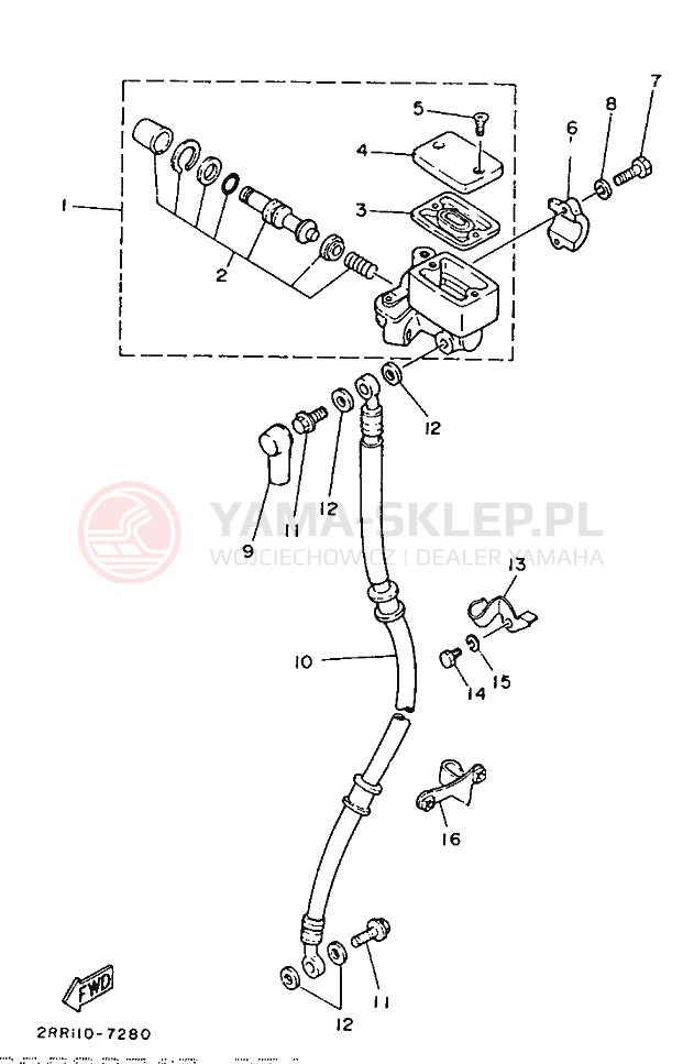 Schemat "Pompa hamulcowa przednia" do Yamaha YSR80 YSR80B