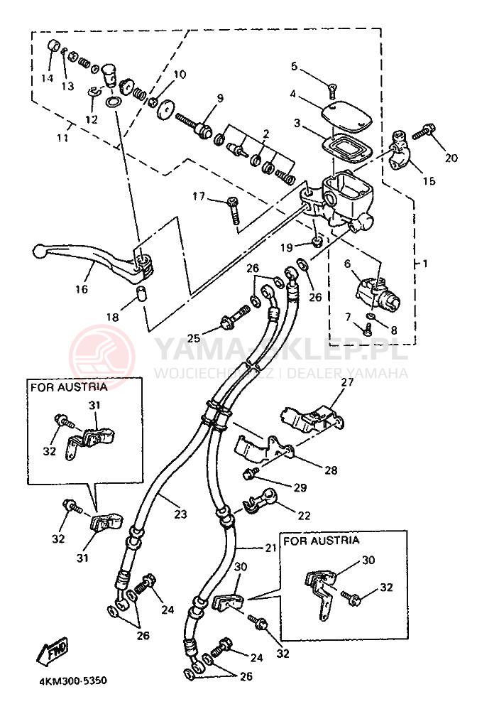 Schemat "Pompa hamulcowa przednia" do Yamaha XJ900S DIVERSION