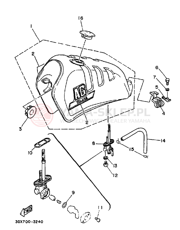 Schemat "zbiornik paliwa" do Yamaha AG200E