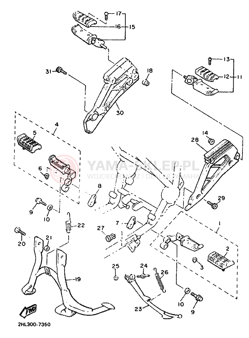 Schemat "Stopka postojowa i podnóżki" do Yamaha XJ900
