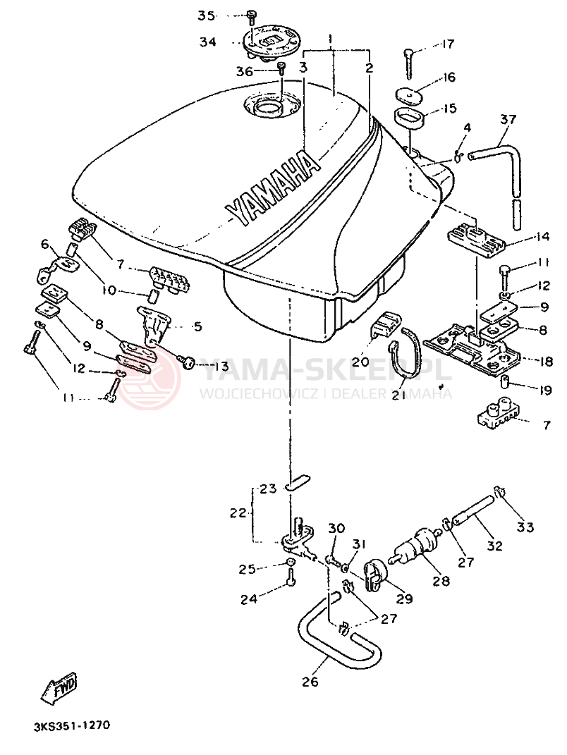 Schemat "zbiornik paliwa" do Yamaha FZ750 GENESIS