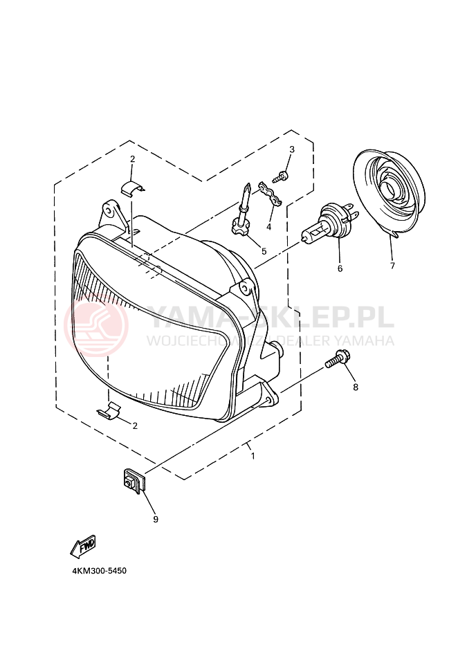 Schemat "Lampa przód" do Yamaha XJ900S DIVERSION